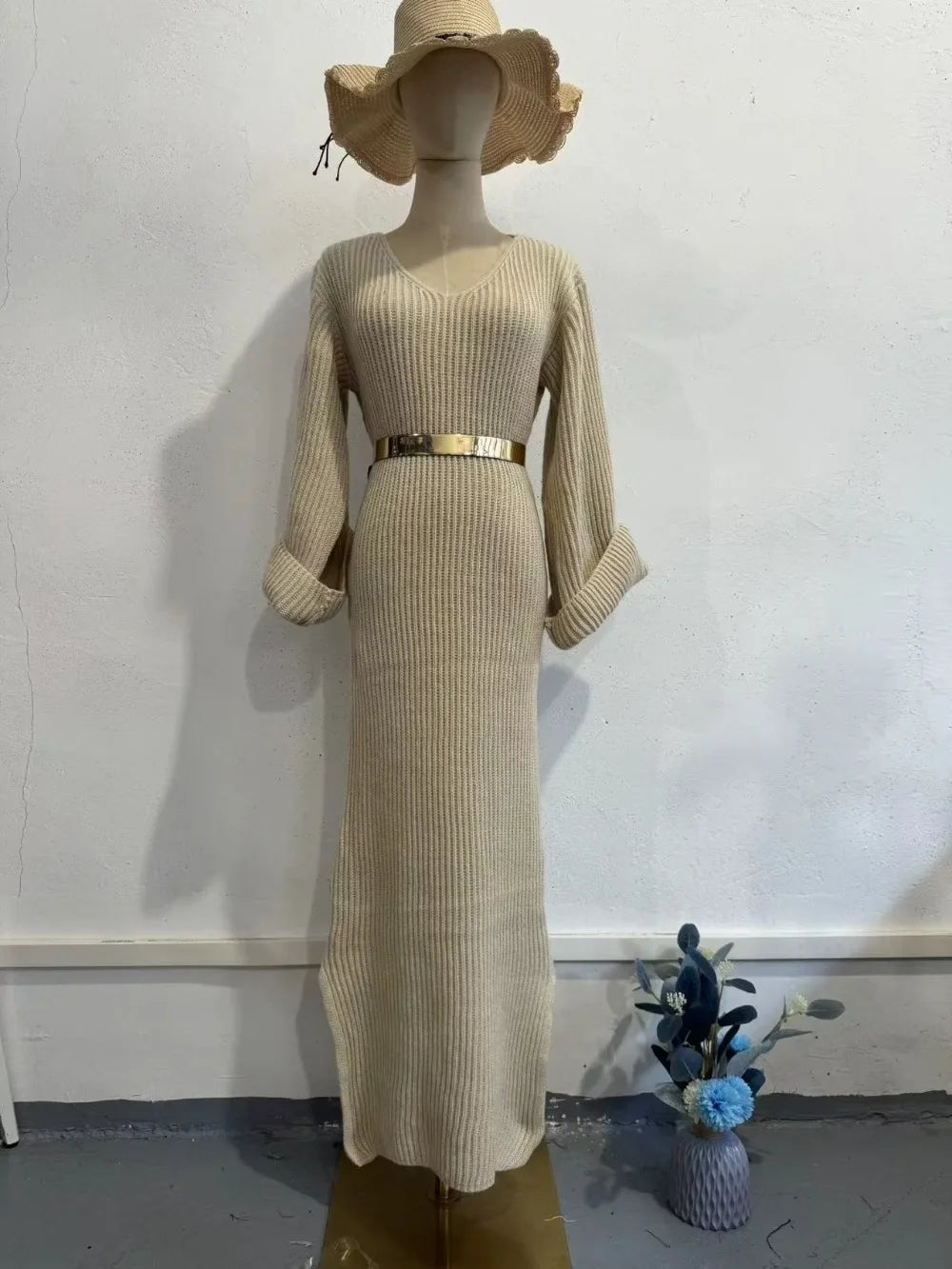 Elegant Knit Robe with Feminine Form