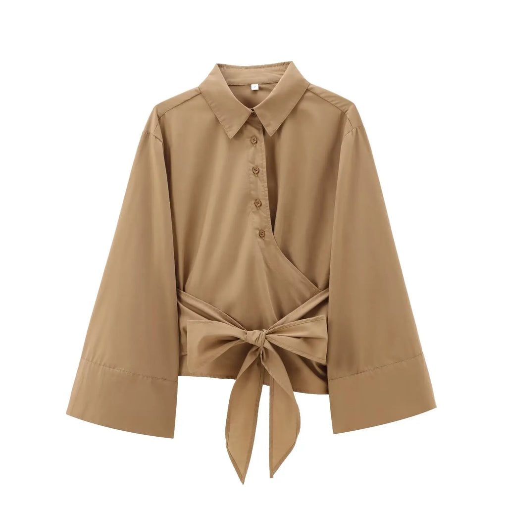 Liora Draped Wrap Blouse