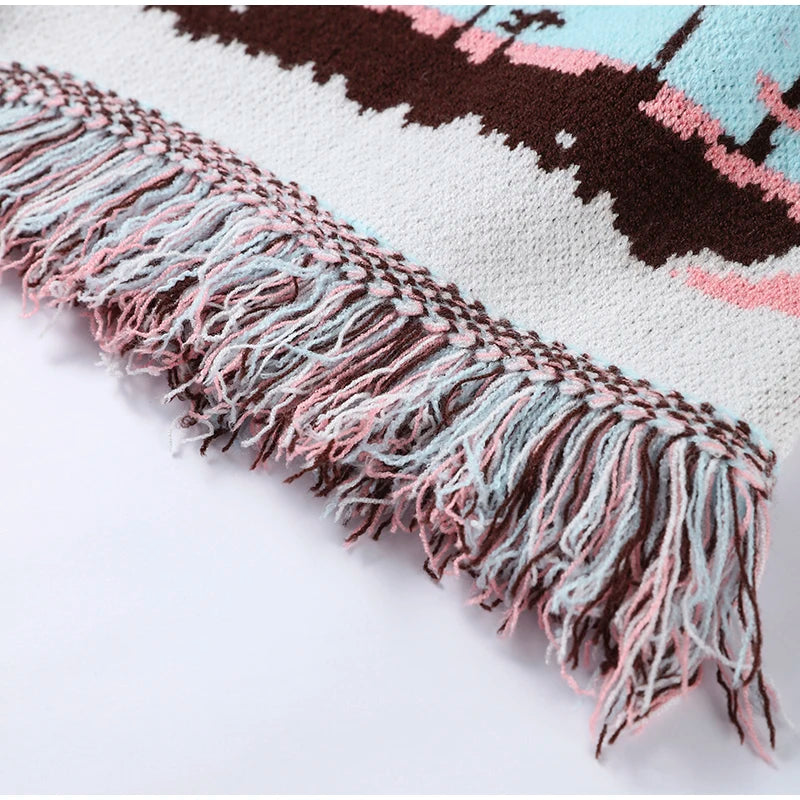 Pattern Knit with Lace-Up Front