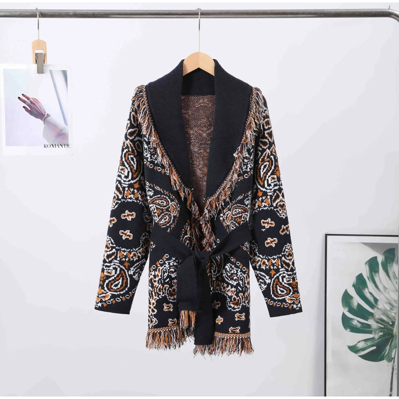 Pattern Knit with Lace-Up Front