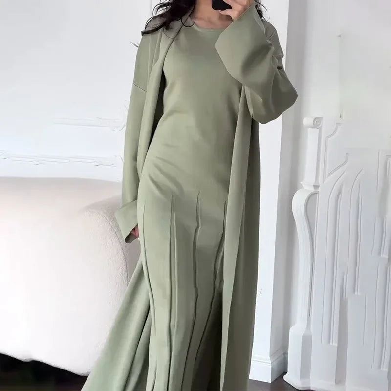 Luxe Knit Cardigan & Dress Ensemble