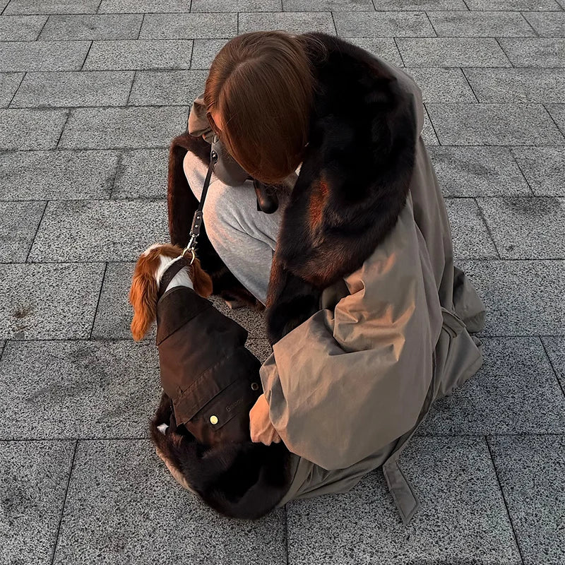 Couture-Length Oversized Outerwear with Dramatic Fur Trim