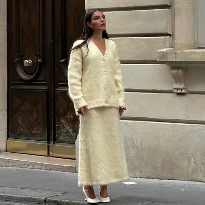 The Adrastine Set – Single-Breasted Knit Co-ord