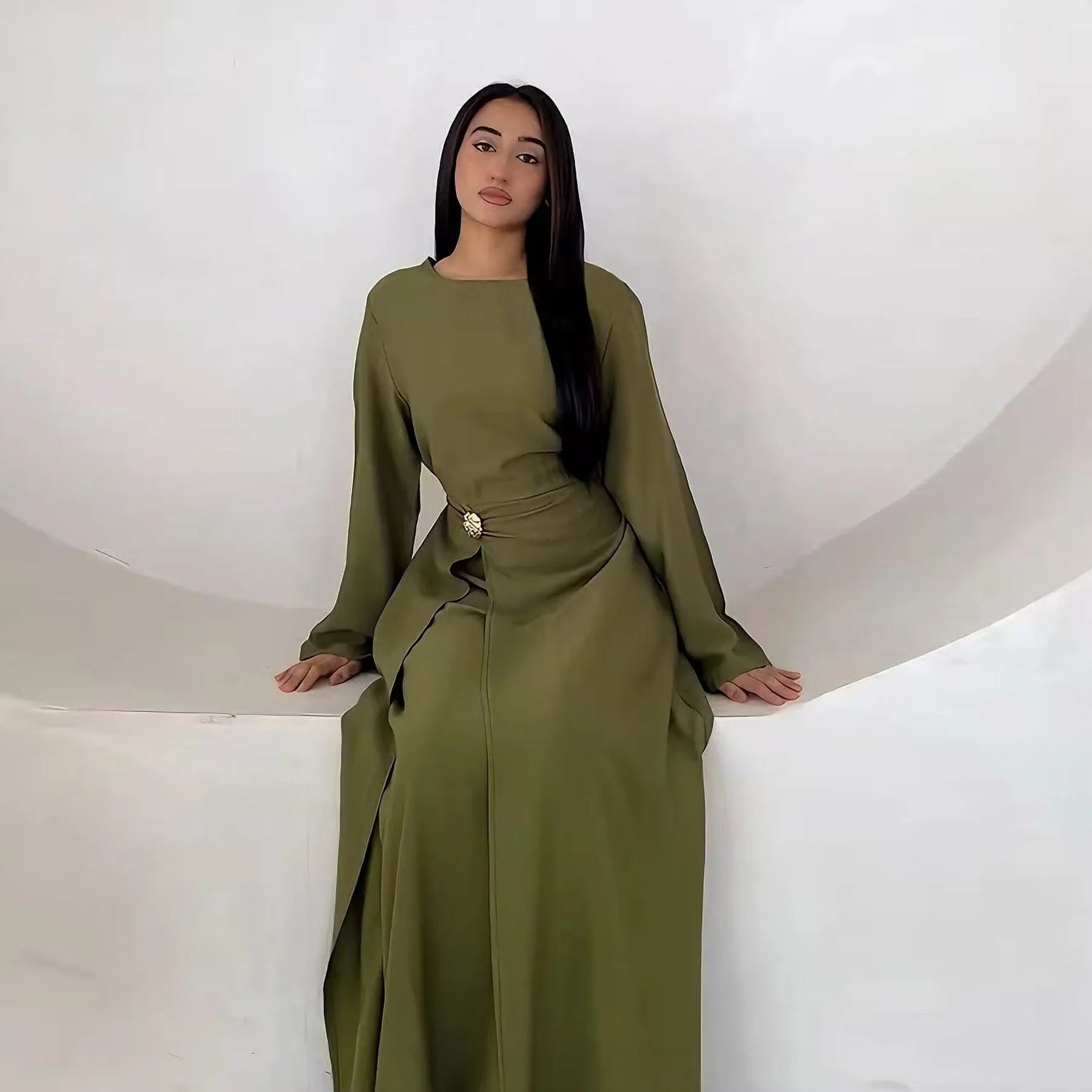 Arabic-Inspired Flow Robe with Draped Silhouette