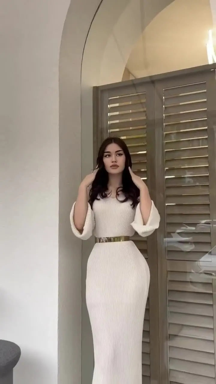 Elegant Knit Robe with Feminine Form