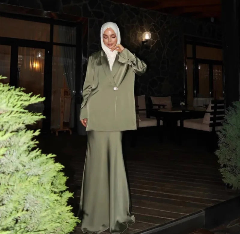 Amira Regal Satin Skirt Suit