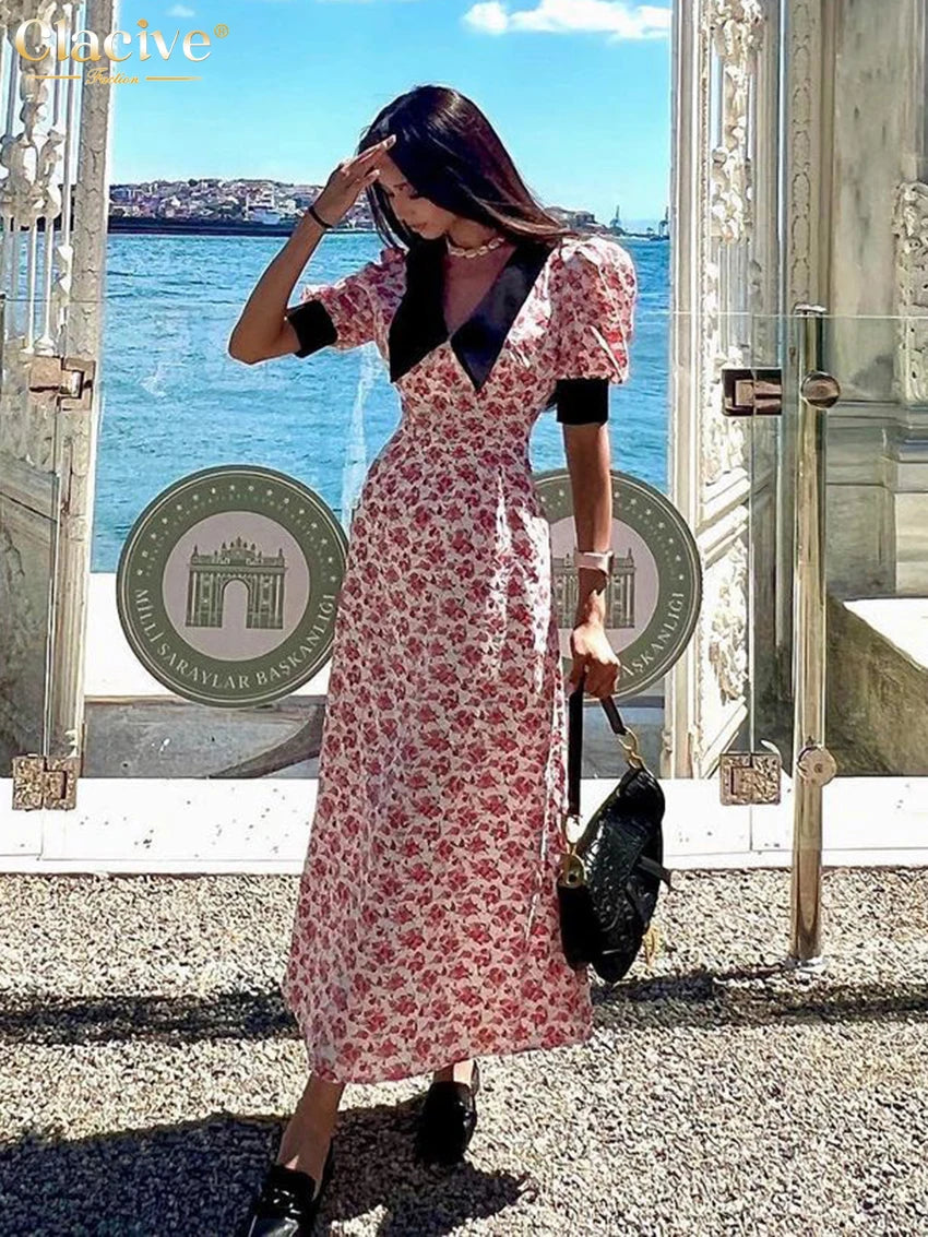 Petale Noir - Floral Doll-Collar Midi