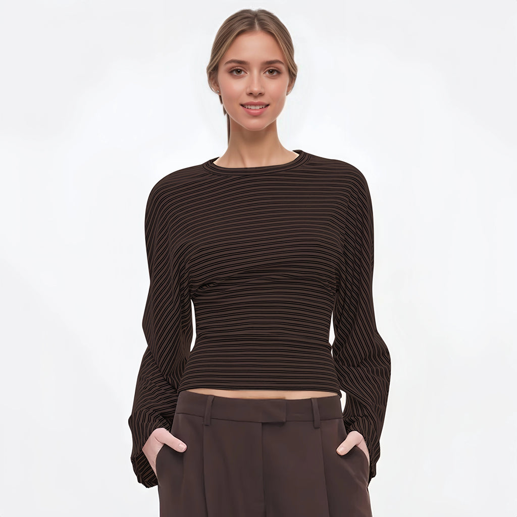 The Marivelle Tee – Striped Fitted Long-Sleeve