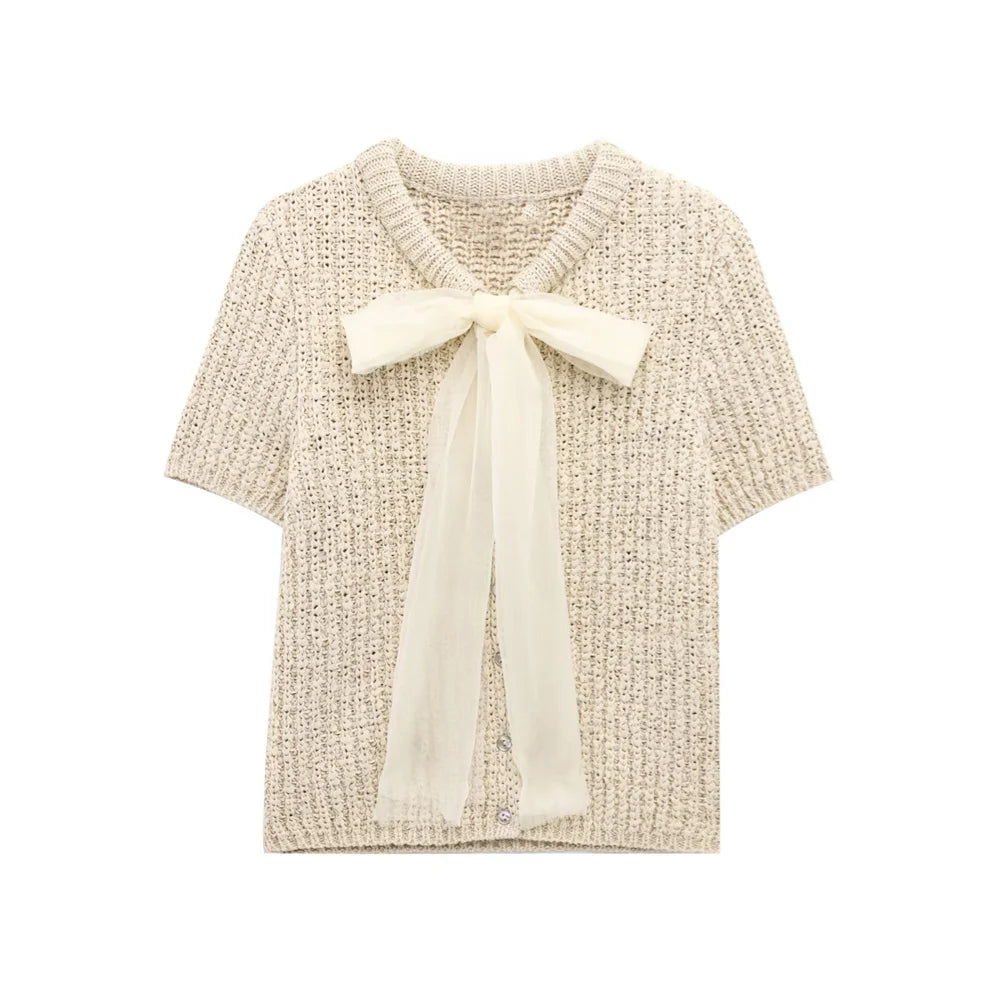 Amélise Sheer Yarn Bow Blouse