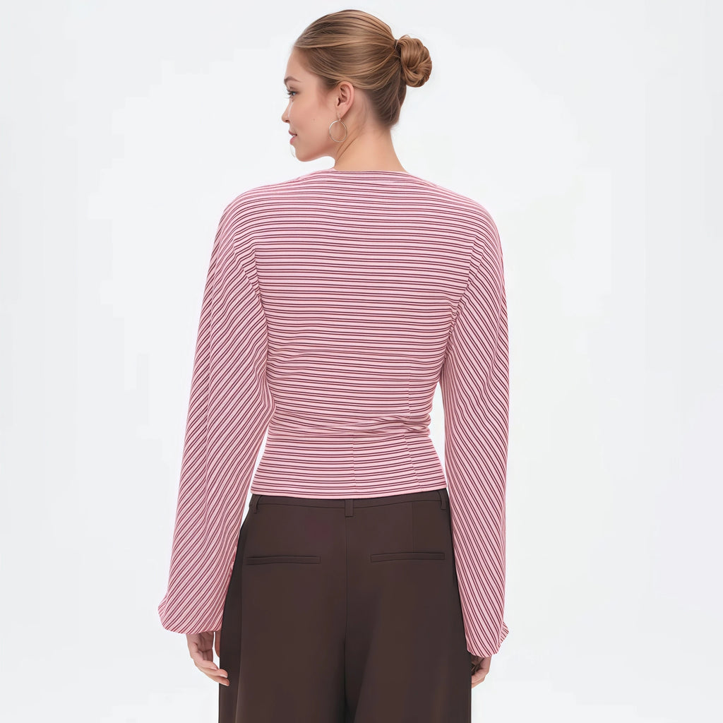 The Marivelle Tee – Striped Fitted Long-Sleeve