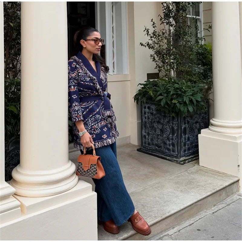 Pattern Knit with Lace-Up Front