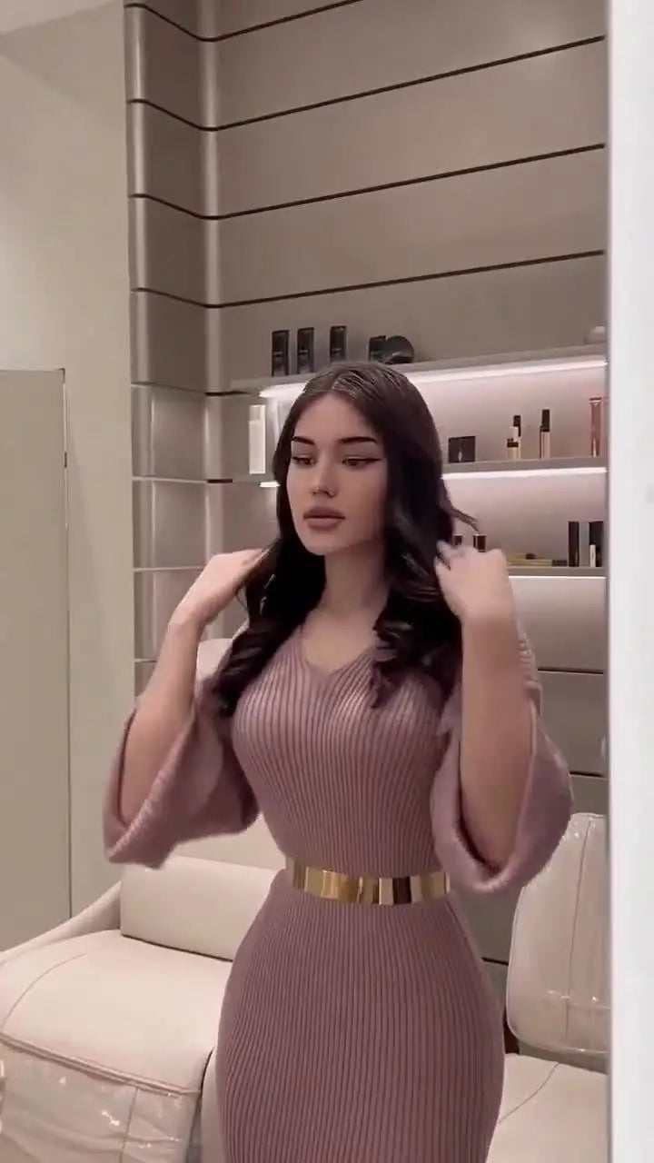 Elegant Knit Robe with Feminine Form