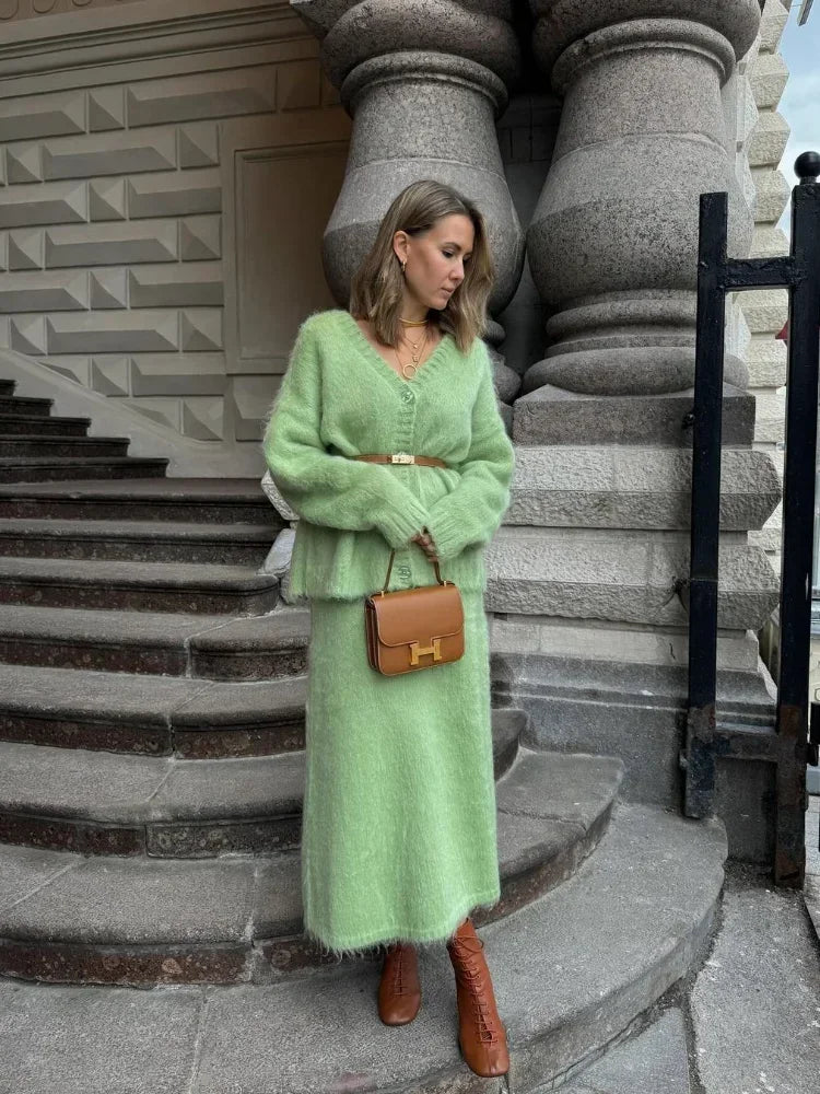 The Adrastine Set – Single-Breasted Knit Co-ord